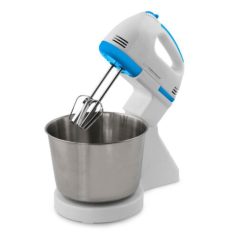   Esperanza EKM019WB, Biscotti, 150W, 2,5 literes tál, 7 fokozat, Fehér-Kék, Kézi mixer keverőtállal