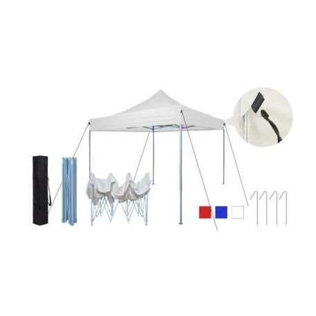 2,9 x 4,25  méteres összecsukható kerti pavilon - piros