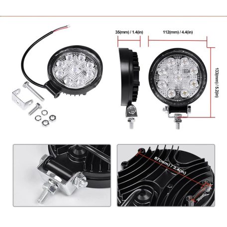 Ledes munkalámpa 12V/24V 9 ledes E jeles