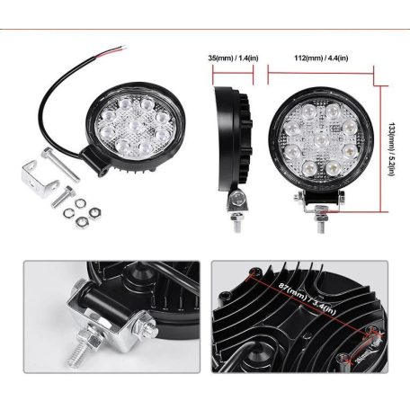 Ledes munkalámpa 12V/24V 9 ledes E jeles