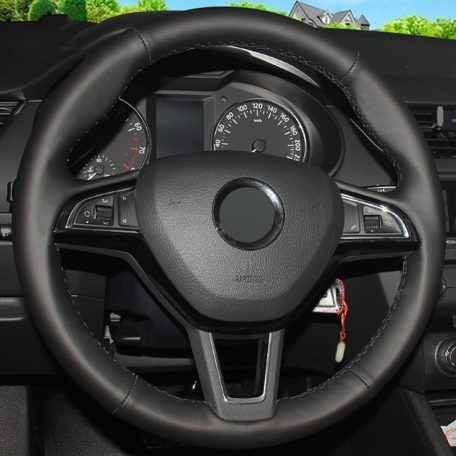 Skoda bőr kormányvédő – méretpontos, varrható kivitel Octavia Fabia Fabia Rapid